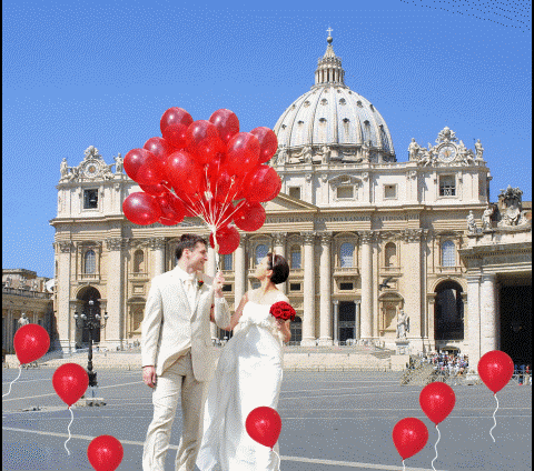 Luftballons steigen zur Hochzeit auf